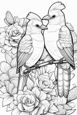 cactus succulent birds flowers