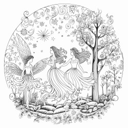 fairies dancing under moon in forest