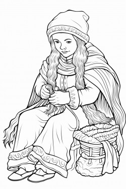 dwarf woman knitting with knitting needles