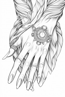 hands with rings and long nails