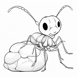 ant carrying a large seed on its back