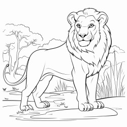 lion dans la savanne