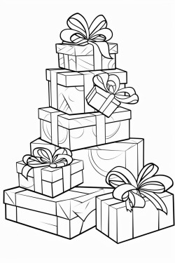 large pile of presents solid white background clean lines