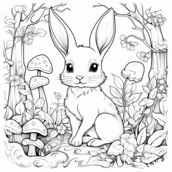 a cute bunny in a magical forest