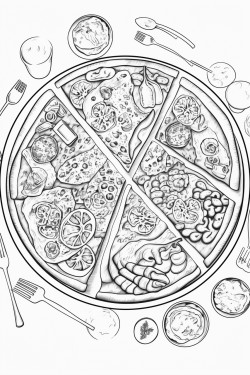 aerial view of the pizza table