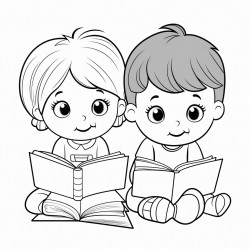 kindergarten a boy and a girl are reading and writing