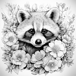 raccoons and flowers