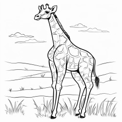 baby giraffe standing in a field