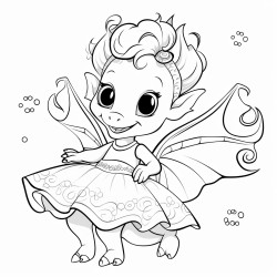 friendly dragon in a tutu doing an arabesque