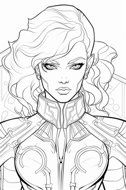 a super villain with orange hair and yellow and vibrant orange and she is light skin