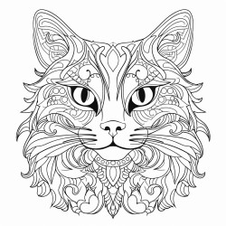 retro cartoon picture of a closeup face of a cat