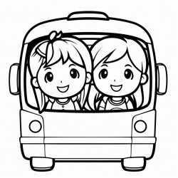 2 girls sitting in a school bus  child