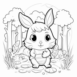 a cute bunny in a magical forest