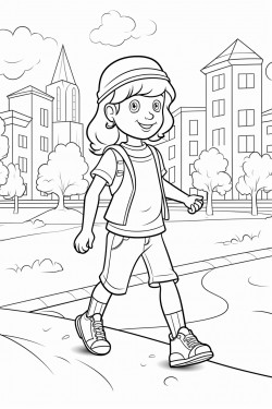 a girl walking in a park