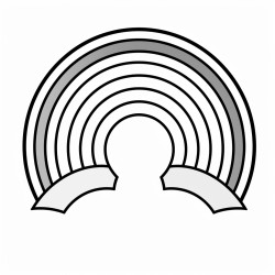 a coloring page of a rainbow with 7 spaces for colors