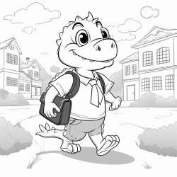alligator going to school