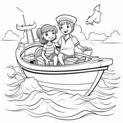 2 children on a boat