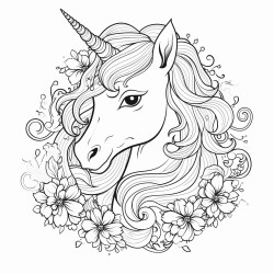 fantasy themed unicorn colouring page