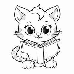 a cat reading a book