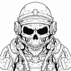 soldier wearing a skull mask