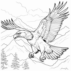 golden eagle flying over the mountains