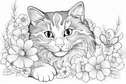 kitten with suflowers