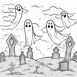 ghosts flying around graveyard