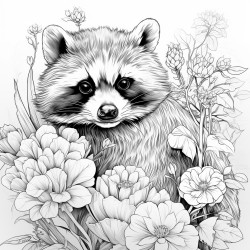 raccoons and flowers