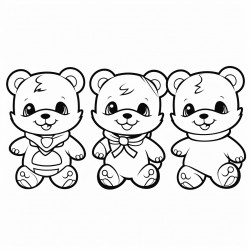 teddy bears in a comic style doing various human activities extremely simplistic