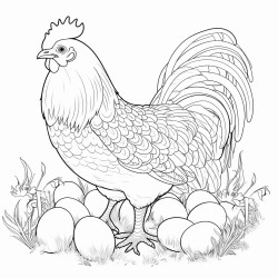 chicken laying on eggs