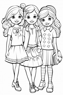 fashionable friend group of girls