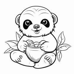cute sloth eating