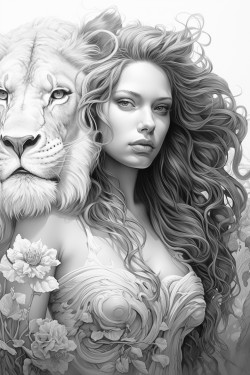 imaginary mermaid and lion