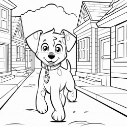 puppy walking down the street