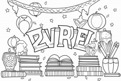 a banner surrounded by school supplies it says year 7 showcase