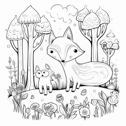 magic forest and playful foxes