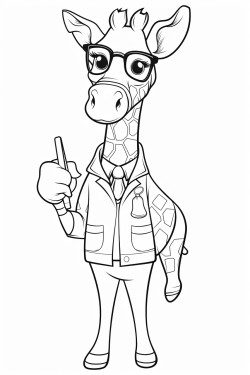 giraffe with glasses holding an ice cream cone