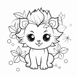 a cute liion  coloring bookvector white background black and white black drawing
