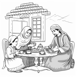 a family having tea in a traditional moroccan caf