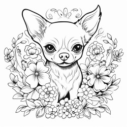 chihuahua surrounded by flowers