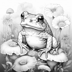 nordic whimsical flowers folk water frog water lily fireflies