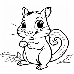 black and white coloring page eastern chipmunk with cheeks full of nuts