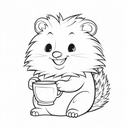 porcupine drinking tea