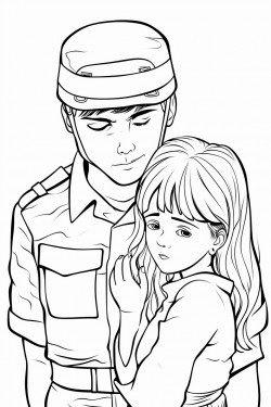 a poor girl that is held hostage by a soldier the girl has her hands tied behind her back and a tape on her mouth