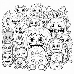 crochet themed cartoon monsters