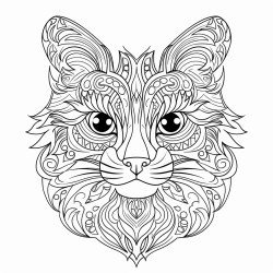 retro cartoon picture of a closeup face of a cat