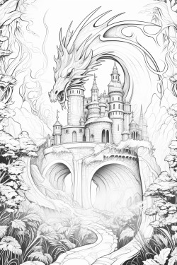 coloring dragon forest castle