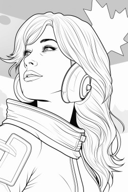 canadian space girl angled profile with shoulder length hair