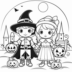 halloween theme coloring page for children