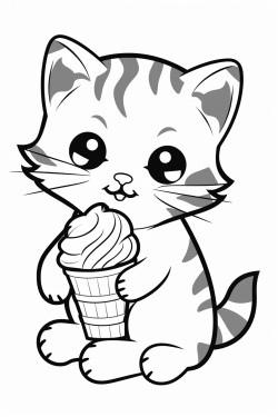 kitten eats ice cream